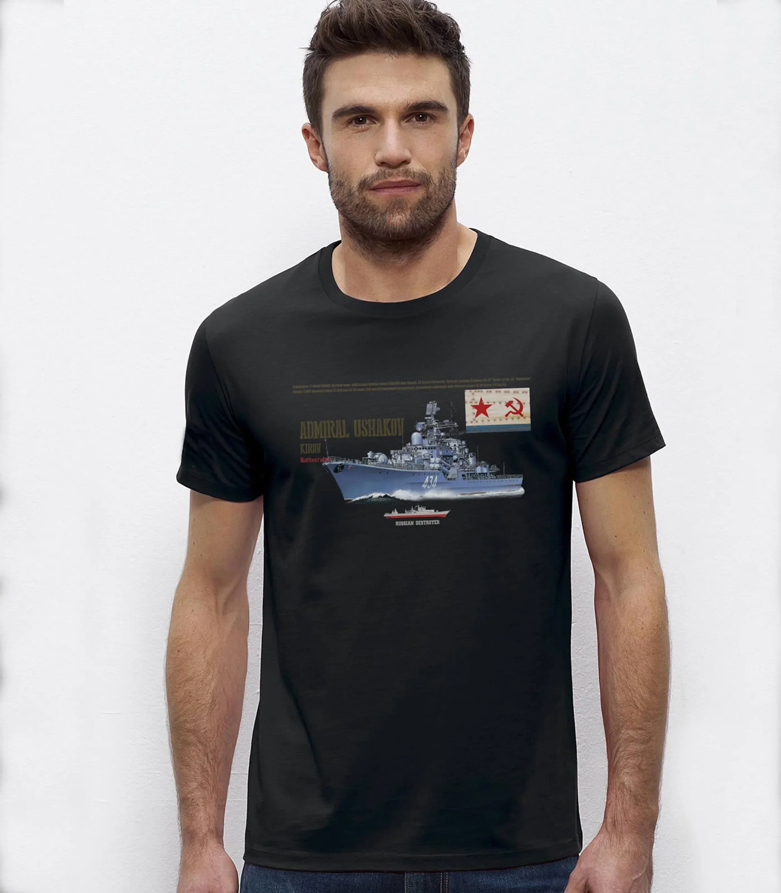 Russian Northern Fleet Admiral Ushakov Destroyer T-Shirt 100% Cotton O-Neck Summer Short Sleeve Casual Mens T-shirt Size S-3XL