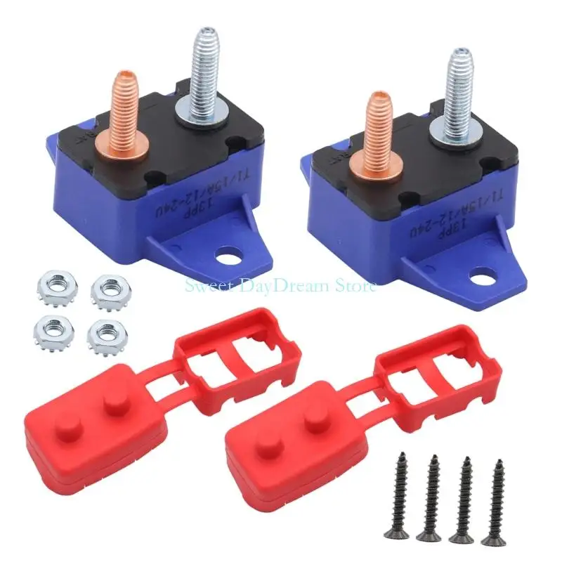 Y88C 2Pcs 15A Auto Reset 6-28VDC Metal Mounting Brackets Red Guard