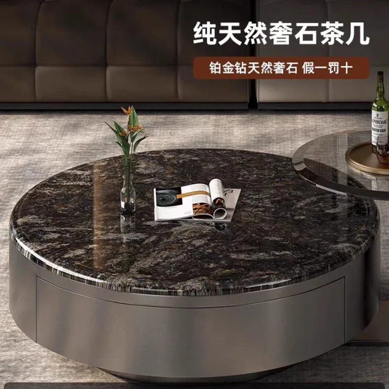Italian modern living room household small apartment designer light luxury platinum diamond natural luxury stone round combinati