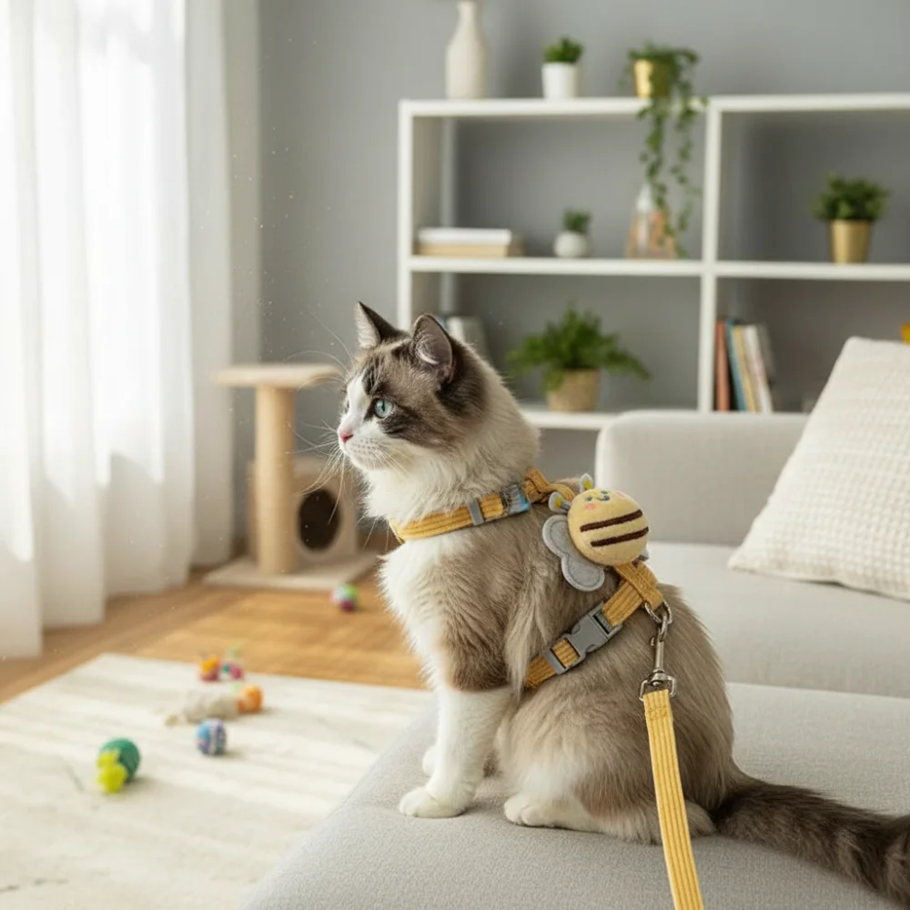 Escape-Proof Cat Harness: Adjustable H-Style Vest Harness for Secure Outdoor Walking - Adjustable Fit for Adventurous Cats