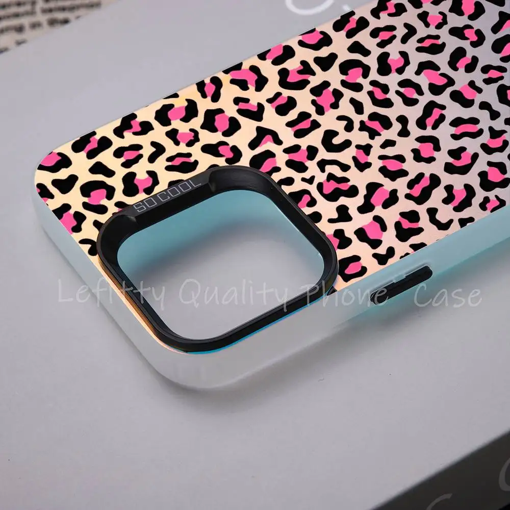 Fashion Classic Leopard Print Phone Case For IPhone 17 16 15 14 13 12 11 Plus Pro Max Multicolor Aurora Laser Shockproof Funda