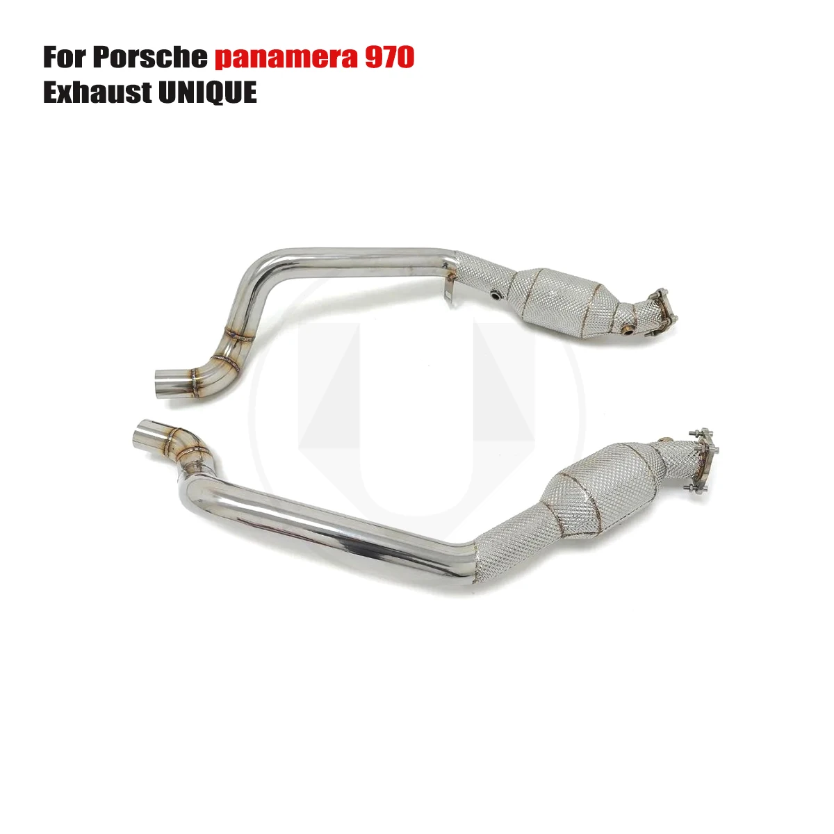 Unik untuk 2010-2016 Porsche panamera 970 3.0T 3.6L 4.8L 4.8T dengan downpipe isolator dengan cat/tanpa pipa knalpot kucing