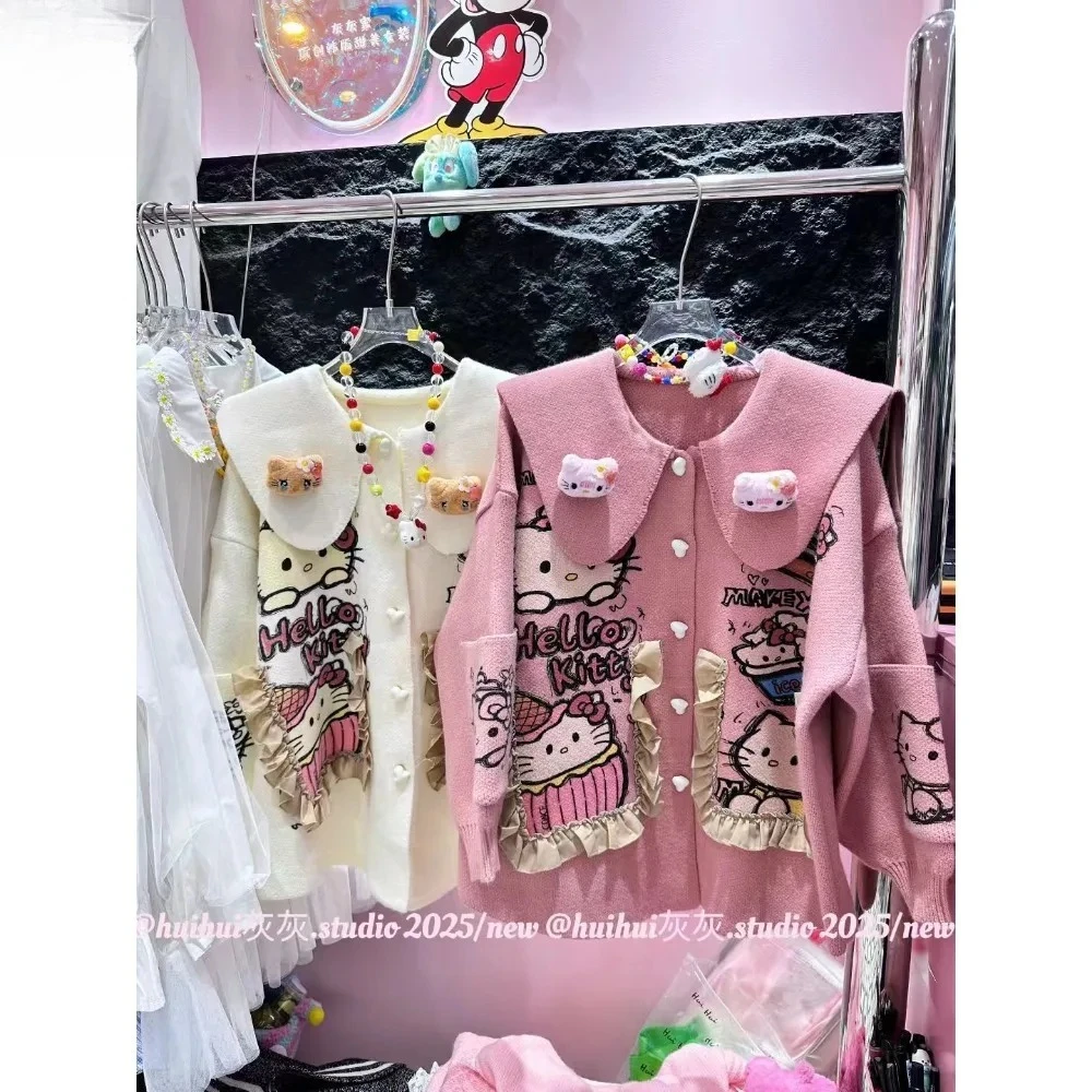 Pull en tricot polyvalent à col en forme de chat KT, tendance et doux, pour l'automne et l'hiver, pour une allure jeune et décontractée