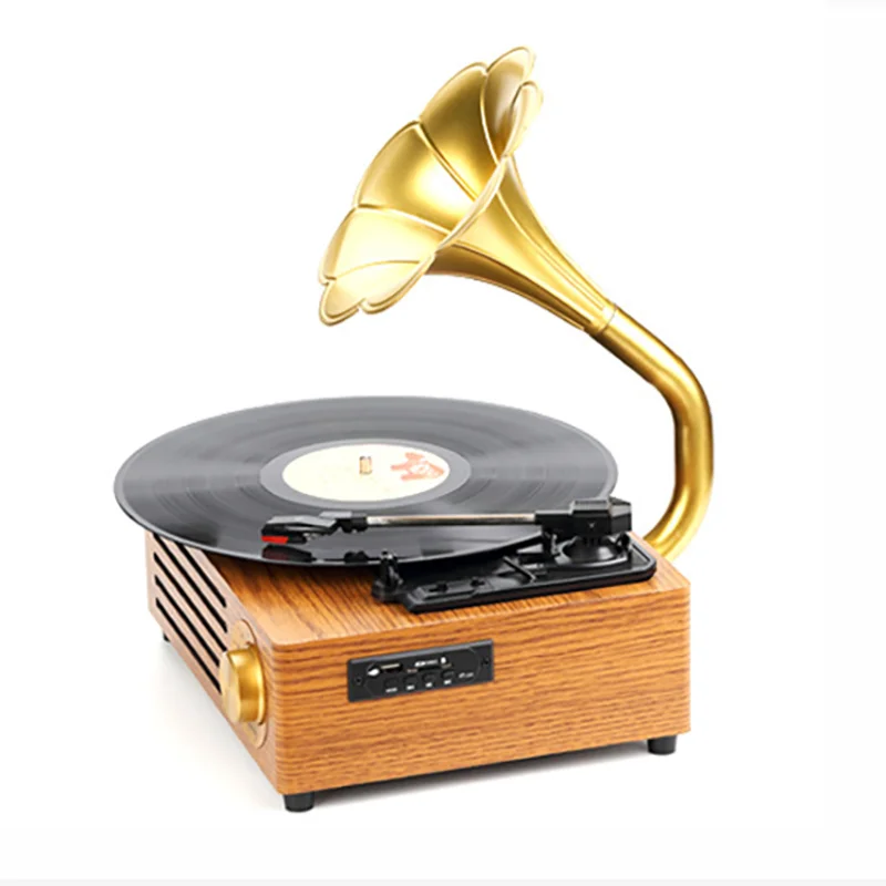 USB Retro Vinyl Record Player Loud Speaker Phonograph Vintage Wood Gramophone
