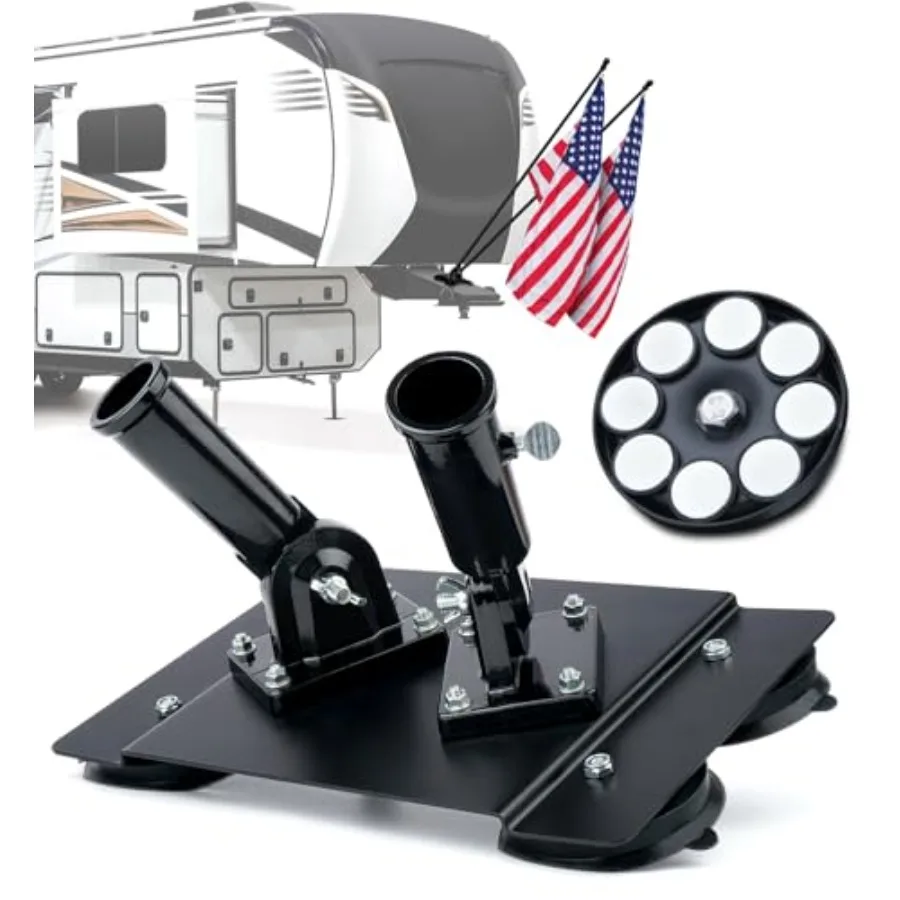 

Magnetic Flag Pole Holder for Fifth Wheel RV Hitch 180° Adjustable, Tool-Free Installation, RV Flag Pole Mount Compatible with