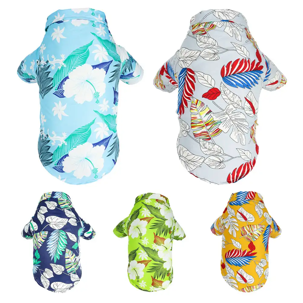 Summer Pet Dog Clothes Hawaiian Style Leaf Printed Beach Shirts for Puppy Small Large Cat Dog Chihuahua Costume Pet Clothing