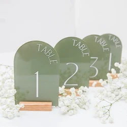 Personalized Painted Back Acrylic Wedding Table Numbers with Base Calligraphy Rustic Arch Numbers for Modern Wedding Table Decor