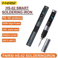 FNIRSI HS 02 Soldering Iron Smart Sleep IPS Color Display Screen Adjustable Temperature 100-450℃ PD 100W Portable Repair Tool