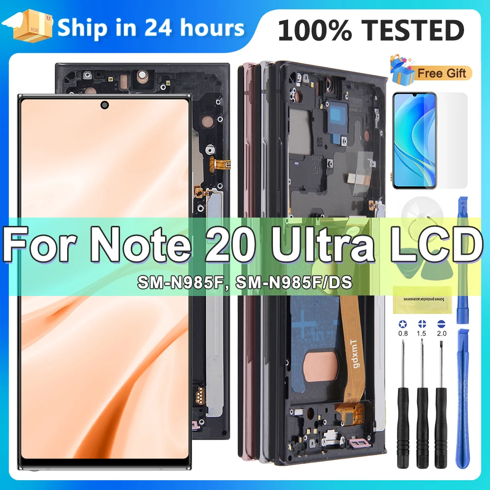 Pantalla táctil LCD para Samsung Galaxy note 20 ultra, montaje de digitalizador, 100% probada, con Marco, 5G, N986B, N985