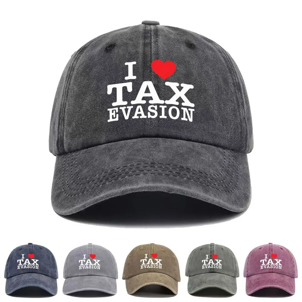 Vintage Washed Baseball Cap Tax Evasion Humor Meme Design Print Graphic Unisex Streetwear Casual Trucker Style Summer Cotton Hat