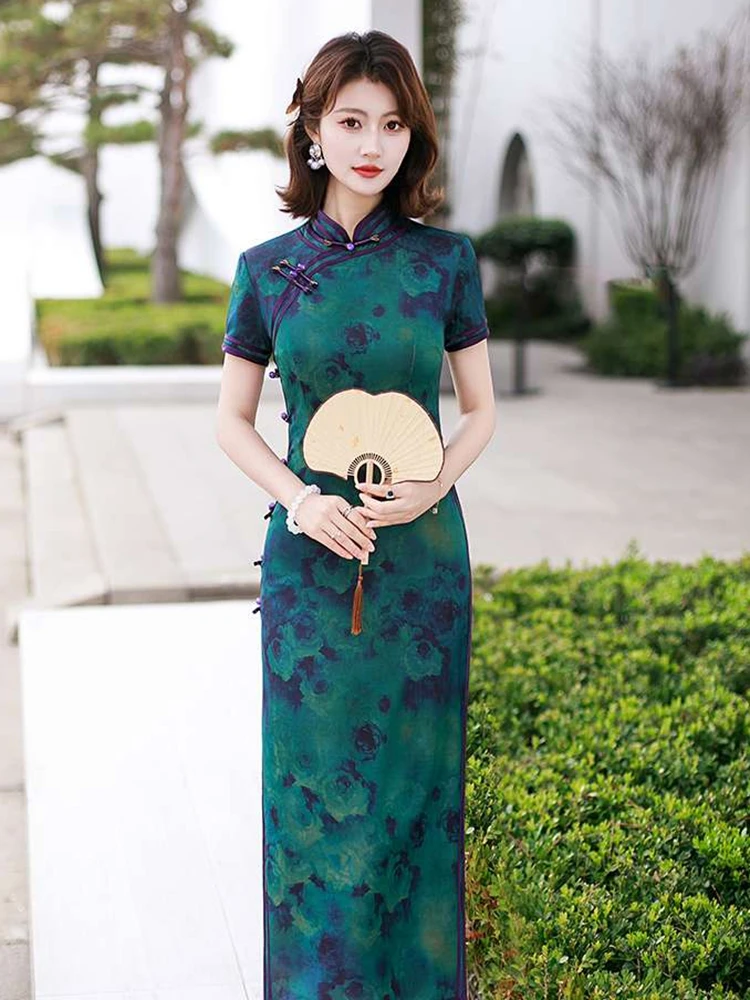 

Elegant New Chinese Style Spring Qipao Dress Mom's Retro High-End 2026 New Version Republic of China plus Size Performance Co...