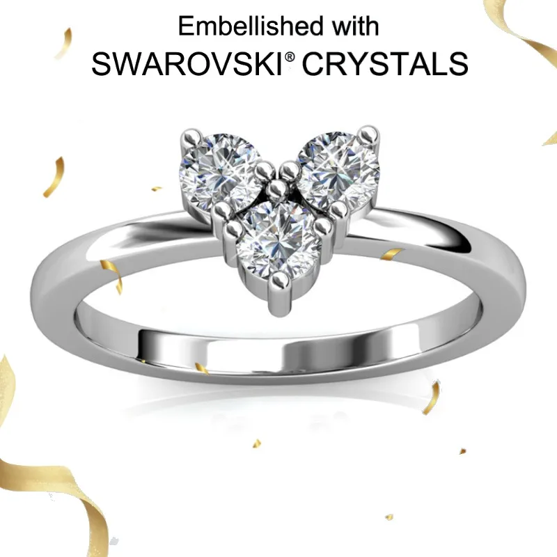 

Daisini 3, обручальные кольца с камнем для женщин, стерлинговое серебро 925 пробы, украшенные кристаллами Сваровски, роскошные ювелирные изделия