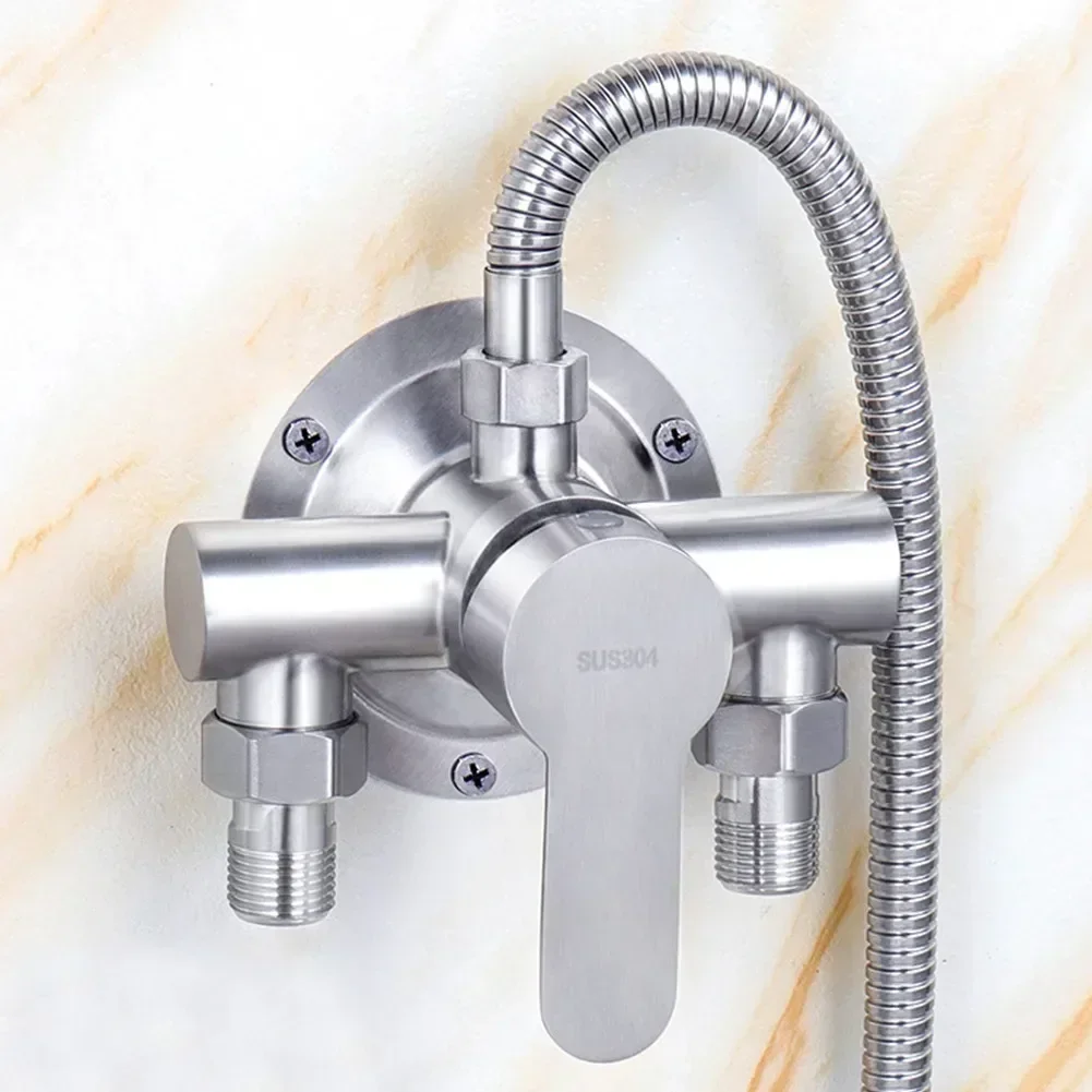 Stainless Steel Shower Faucet Hot & Cold Water Mixer Wall Mounted Metal Handle G1/2 Inch Shower Faucet Part Bathroom Accessory