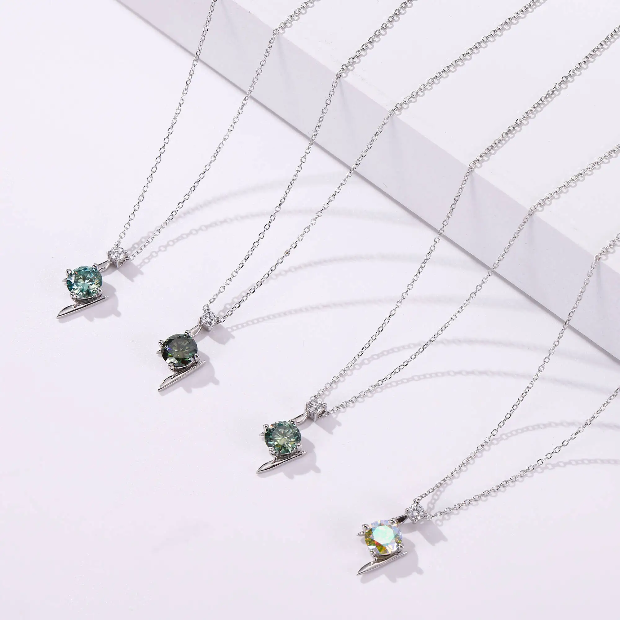 1Ct 6.5mm Moissanite Stone Pendant Necklace for Women 925 Sterling Silver Trendy Summer Fine Jewelry Gift Wedding Accessory