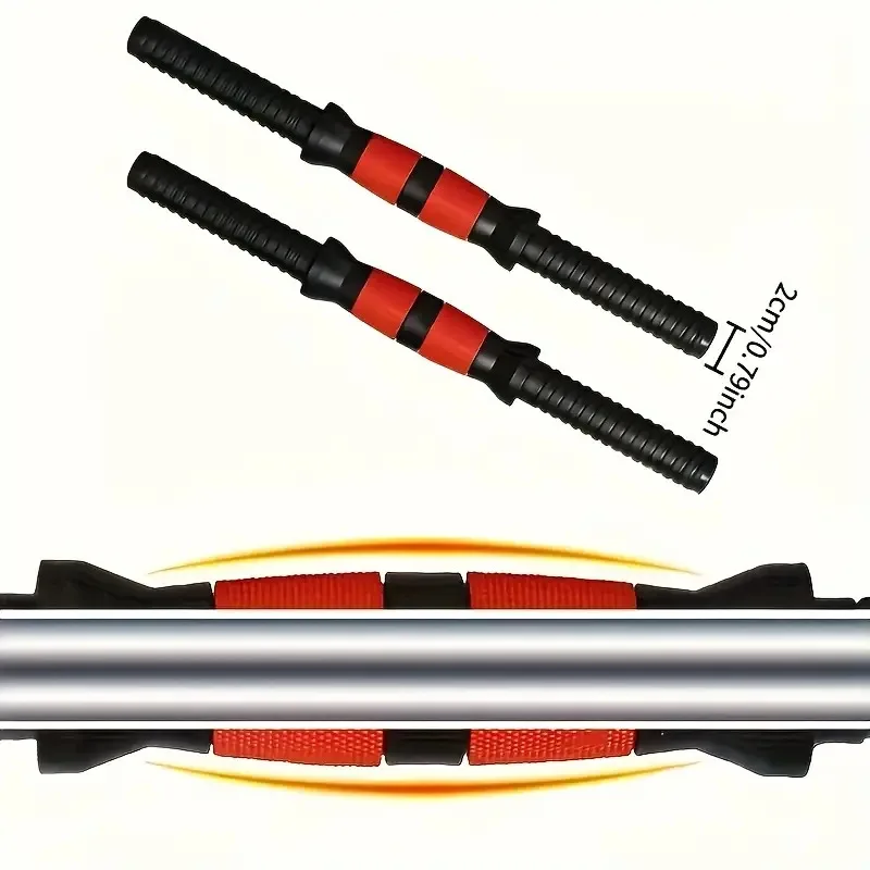 مجموعة بار دمبل متعددة الوظائف صديقة للبيئة، 2 بار مغطى بالمطاط + 4 براغي غير قابلة للانزلاق، مقابض رغوية للذراع والكتف والبطن #5