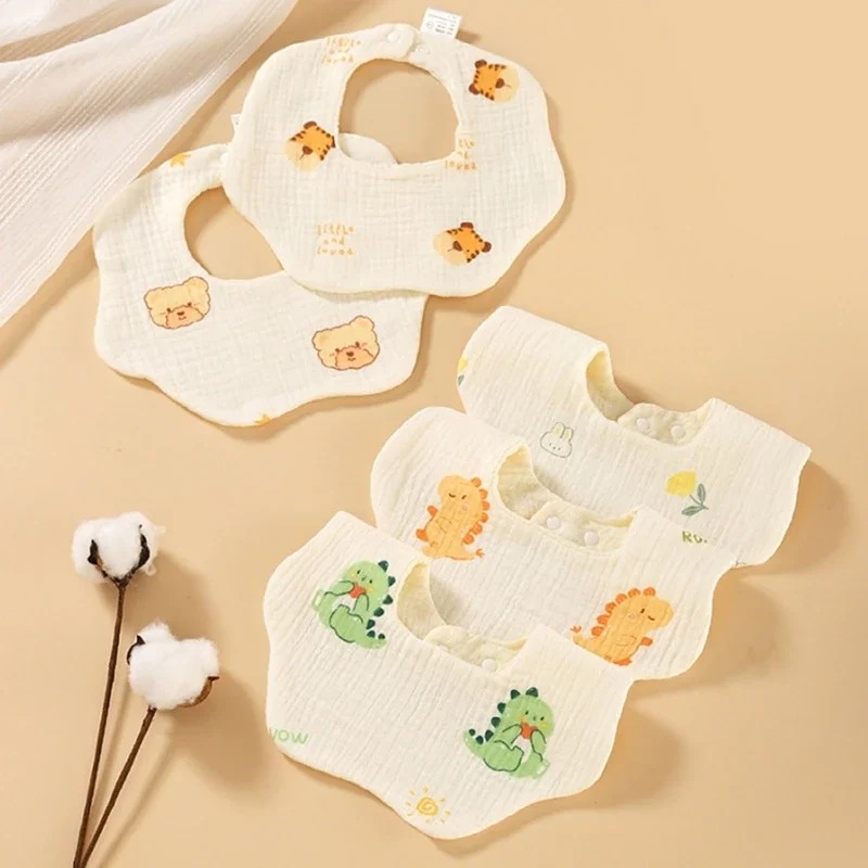 Baby Bibs Feeding Bibs Printed Cartoon Pattern Bibs for Infant Toddlers 6 Layers Drooling Apron Cotton Burp Cloths