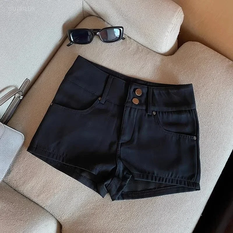 A-Line Hot Shorts Mujer Double Breasted Spring Summer Solid Sexy Woman Pants High Waist Versatile Retro Pantalones Cortos