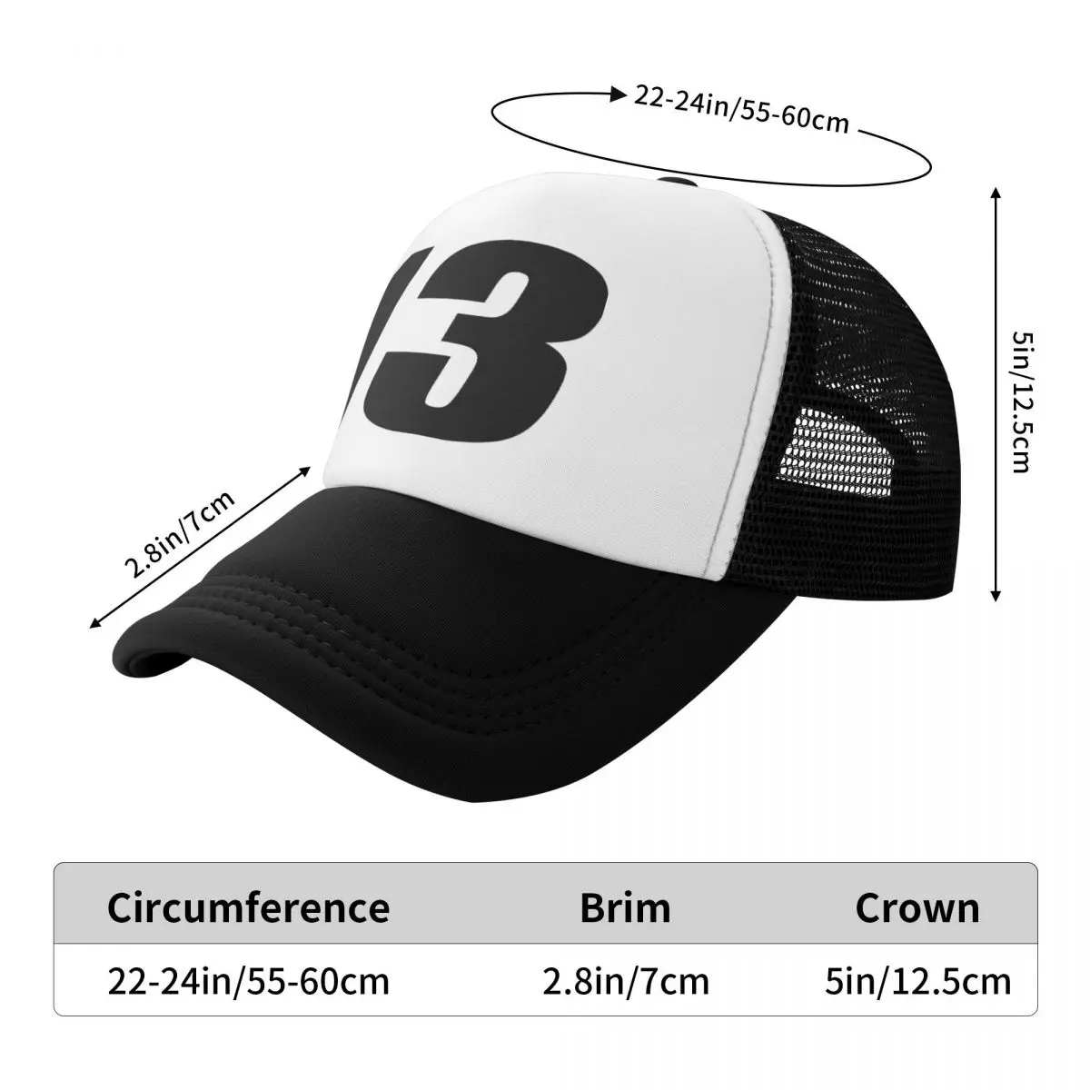 Number 13 Pattern Mesh Baseball Cap Trucker Hats Luxury Casual Cap Summer Sun Protection Caps for Men Women Fashion Denim Hat