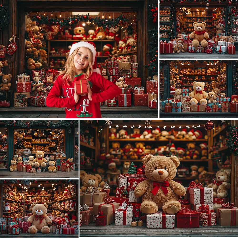 Świąteczne tło fotograficzne Zabawka Pluszowe misie Materiały dekoracyjne Dzieci Zdjęcie Portret Tła Studio fotograficzne Rekwizyty Baner