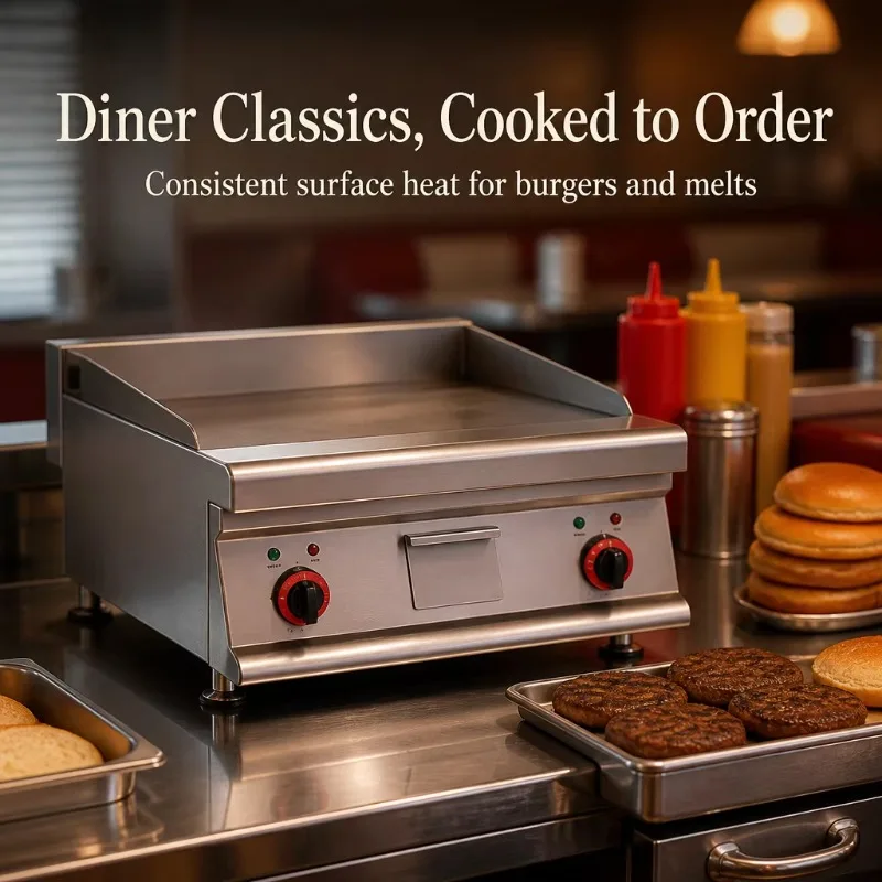 Electric Stainless Steel Griddle Machine 5KW for Restaurant Kitchen Steak Frying Cooking