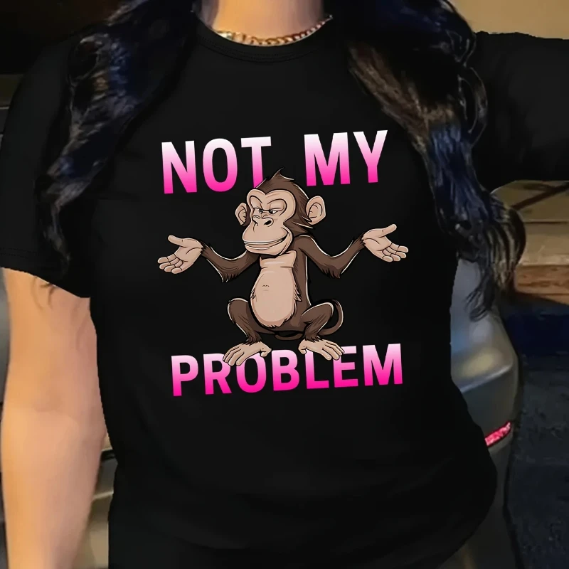 

Funny Monkey Pattern Printed Plus Size T-Shirt Summer Fashion Casual Tops for Women Oversize O-Neck Short Sleeve T-shirts