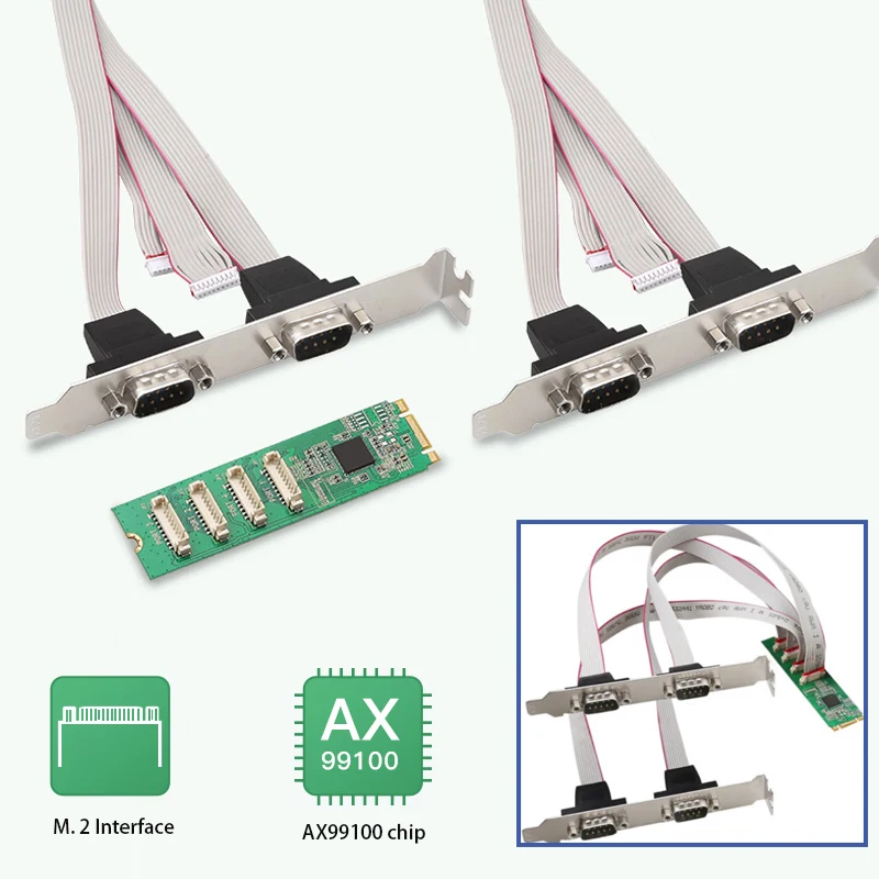 RS232 المنفذ التسلسلي م. بطاقة توسيع منفذ تسلسلي 2-to-4-port بطاقة مهايئ مفاتيح M للتكيف مع مهايئ بطاقة حامل سطح المكتب