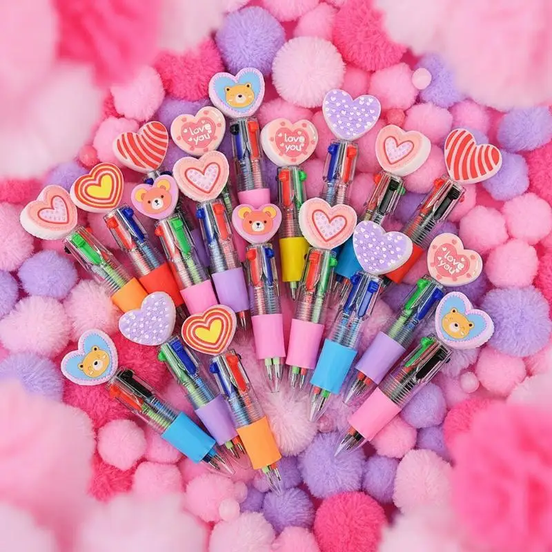 

New 5/10/15Pcs Offices/Campuses/Birthdays/Valentine's Day Gifts Casual Style Novel Heart-shaped Retractable Ballpoint Pen Set