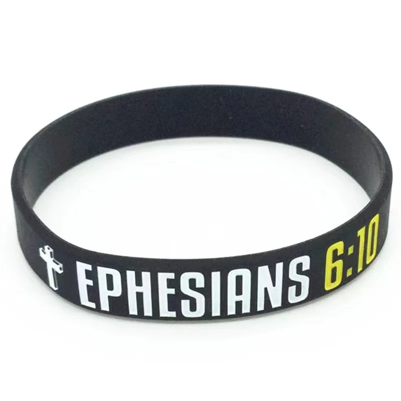 1Pcs/4Pcs Christian Bible Verse LUKE PHILIPPIANS JEREMIAH EPHESIANS Rubber Bracelet Silicone Wristband Jewelry Holiday Gifts