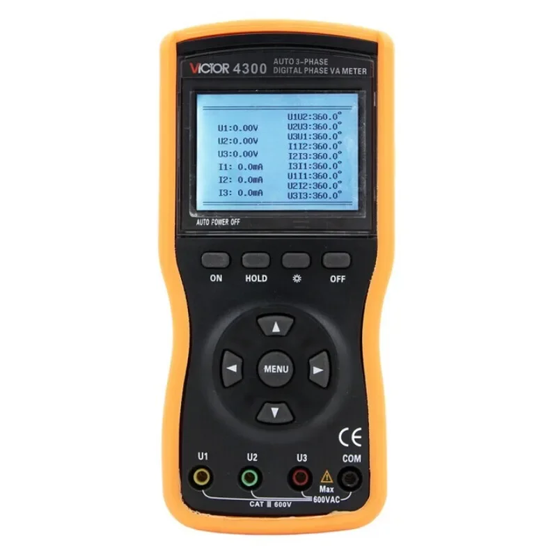 Three-clamp Digital Phase Voltammeter Three-phase Phase Sequence Detector Phase Voltage Current Frequency Power Factor