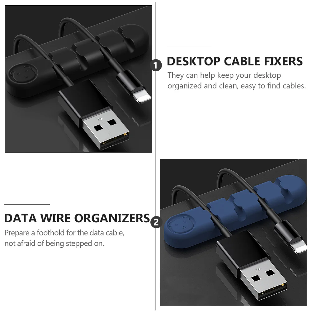 

6 pcs Silicone Cable Winders Elastic Cord Holders For 5Mm Cables Data Wire Management Desktop Organizer Clips Household Office