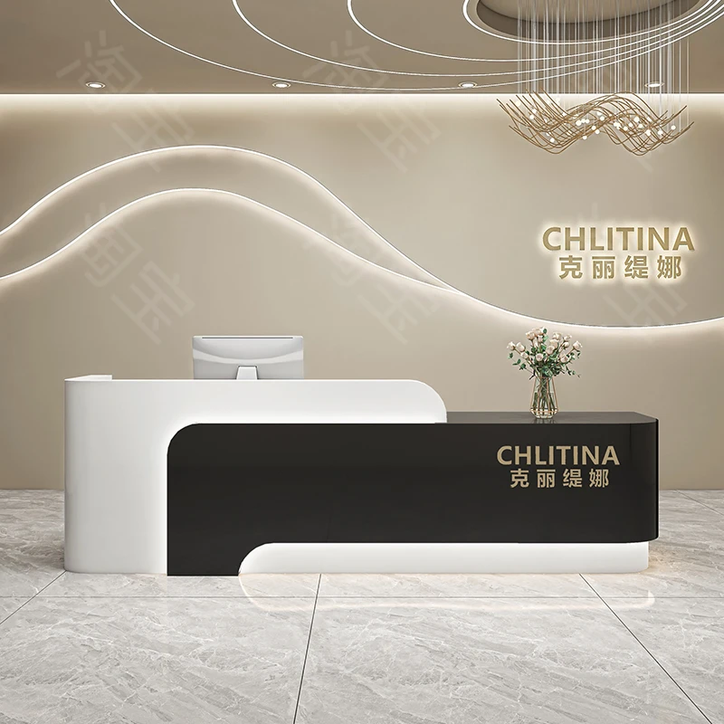 Machine à écrire bureau De réception Infodesk blanc exécutif bureau De réception industriel complet Mostrador De Tienda meubles De réception