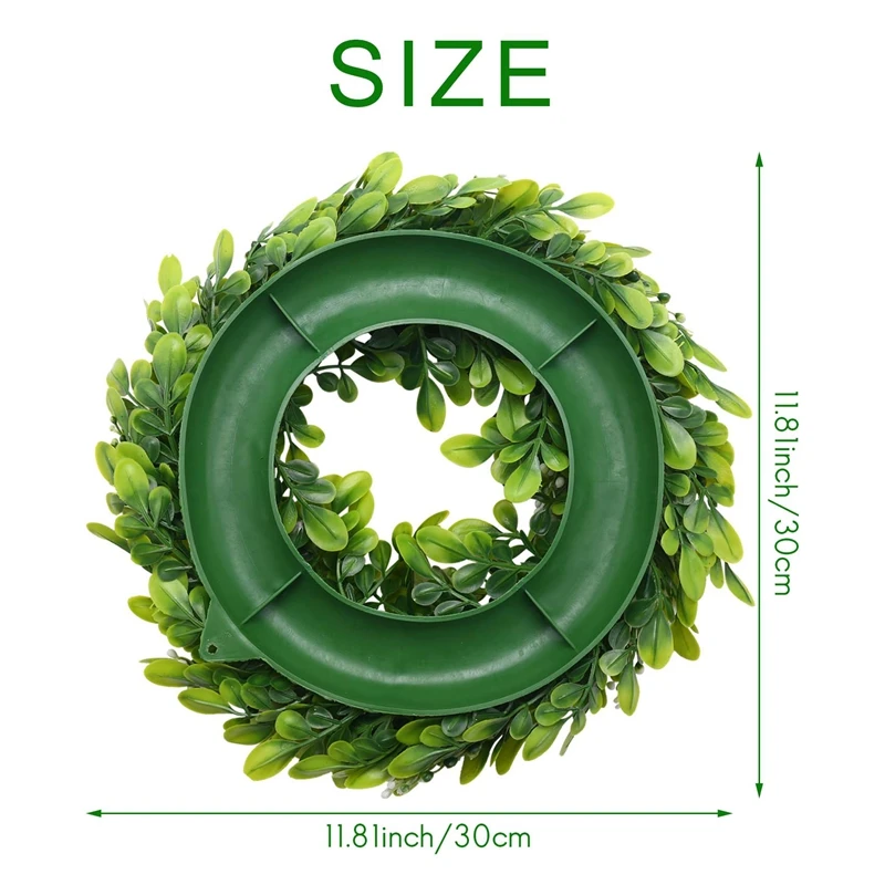 2 Pack Artificial Boxwood Wreath Faux Artificial Wreath Front Door Hanging Wreath Decoration, 10 Inches-A07G view 5