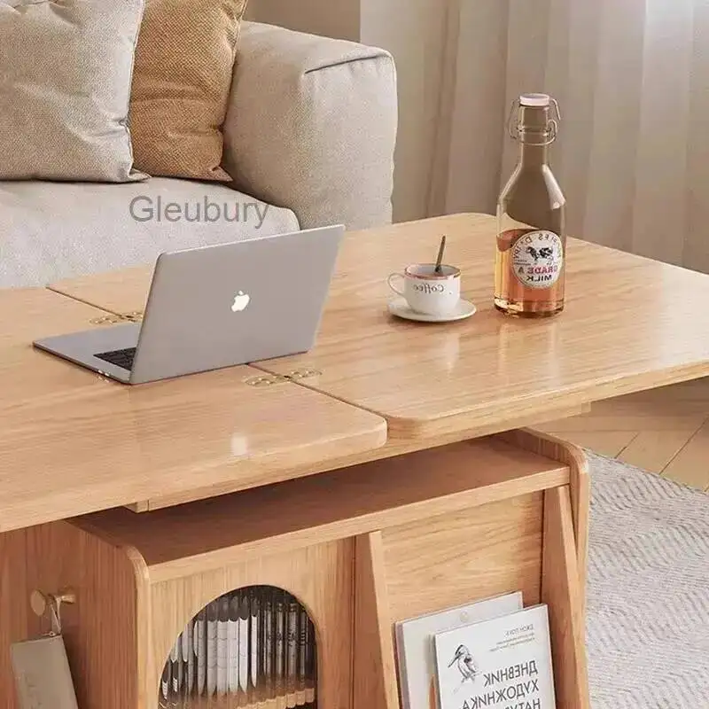 Mesas de centro nórdicas clásicas de primera calidad, mesas de centro rústicas multifuncionales con tapa elevable, muebles sencillos con ruedas, mesa elevable
