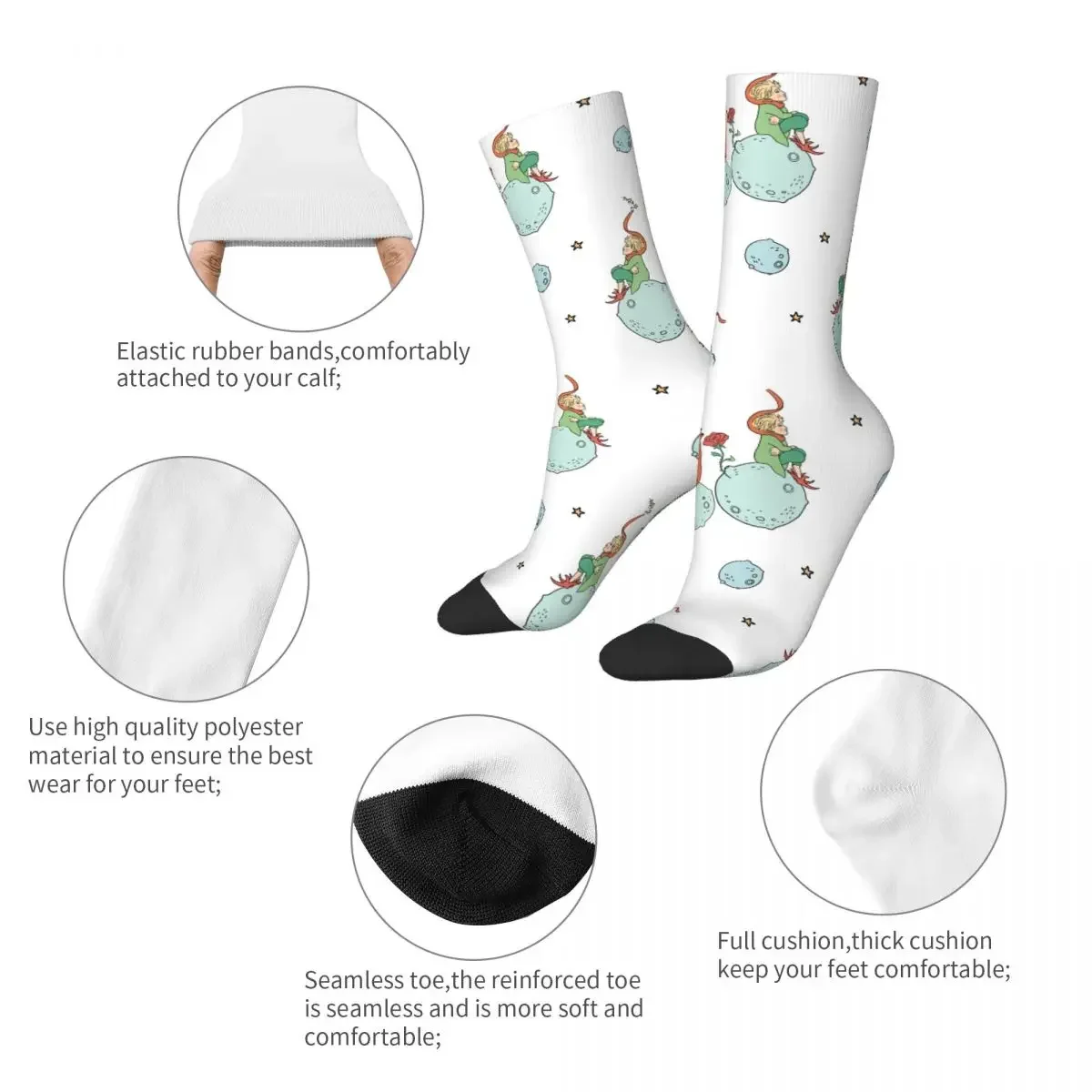 Casual Cool Women Men The Little Prince Fox And Stars Cute Socks Breathable Novelty Street Style Crazy Crew Socks