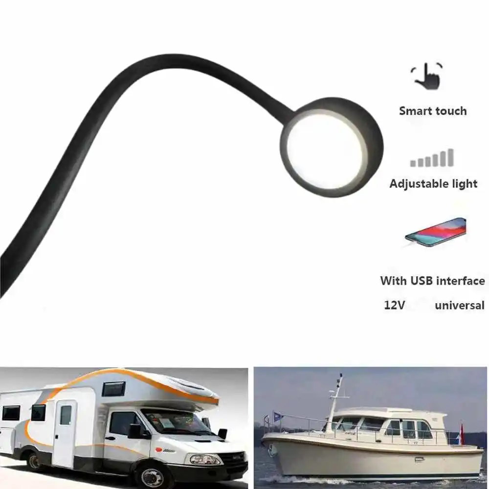 

12V High Quality RV Reading Map Light With USB Adjustable LED For VW T5/T6 RV Bed Lighting Energy Efficient Lamp