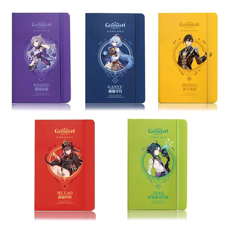 Anime Game  Cos Xiao Zhongli Yae Miko Keqing Ganyu Venti Hutao Stationery Color Cartoon Notepad Notebook