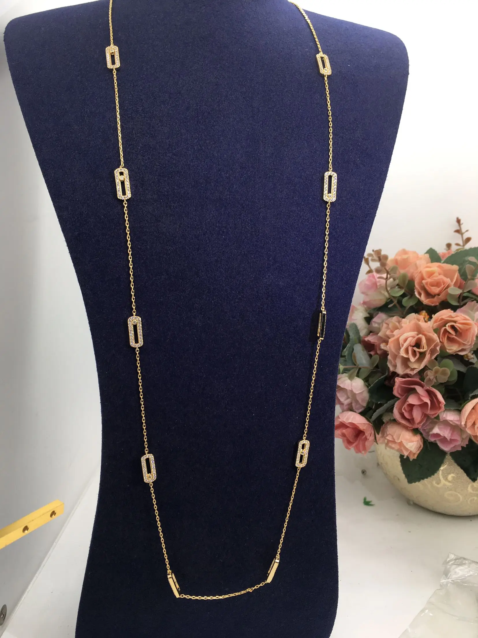 Luxury Geometric Irregularity Stackable Sweater Chain Long Necklalce For Women Dubai Jewelry Gift Pendientes Mujer Moda N166