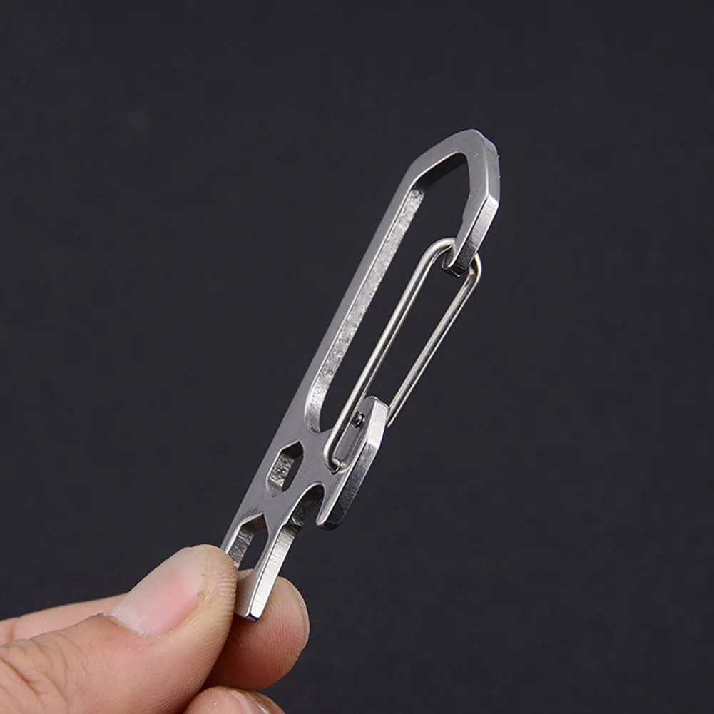 Keychain Clip EDC Bar Stainless Steel Hook Multifunctional Keyring Outdoor Climbing Carabiner Camping Buckle Outer Hex Key