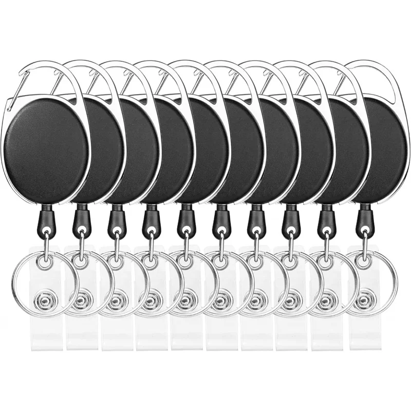 10pcs Retractable Badge Holders with Carabiner Reel Clip