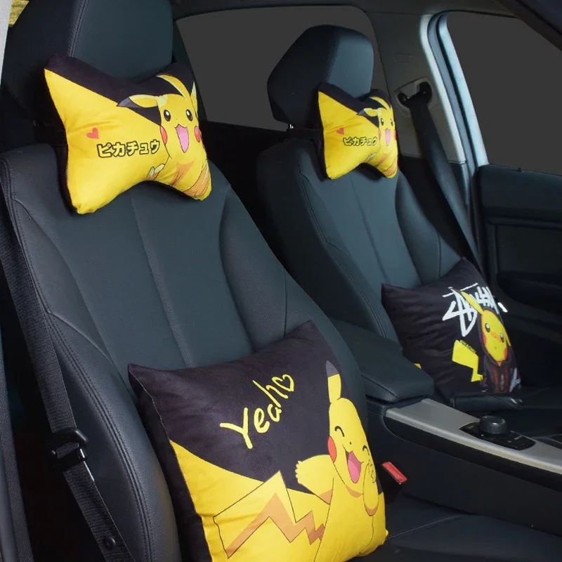 Pokemon Pikachu Car Neck Pillow Anime Cartoon Automotive Interior Accessories Headrest For Head Pain Relief Universal Car Pillow