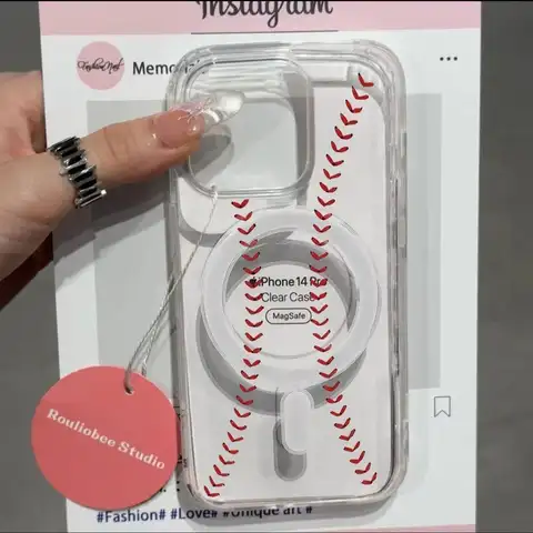 Coque magnétique MagSafe antichoc transparente à motif de lignes de baseball, esthétique sportive, pour iPhone 17 16 15 14 13 12 11 Air Pro Max