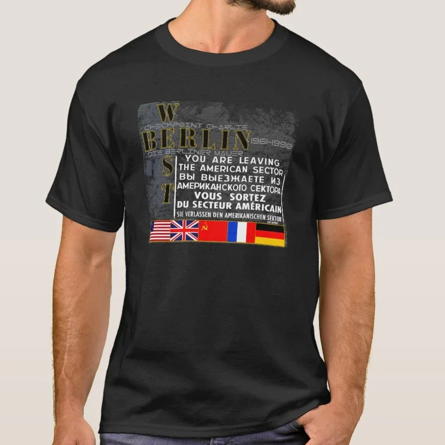 

Мужская футболка с крутым дизайном West Berlin — Die Berliner Mauer. Летняя хлопковая футболка с коротким рукавом и круглым вырезом, новинка S-3XL
