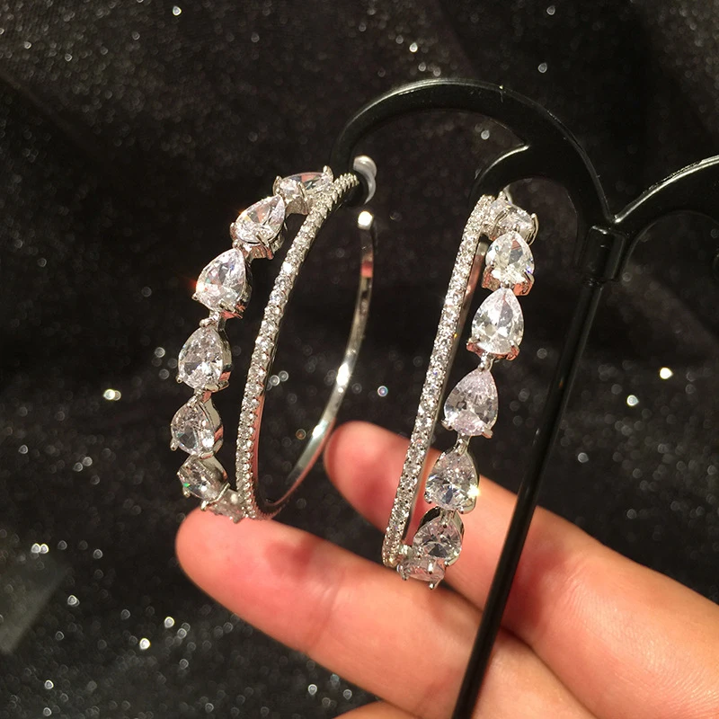 

Роскошные серьги-капли с фианитами, серебристые, с подвесками, для женщин, украшения для вечерних мероприятий