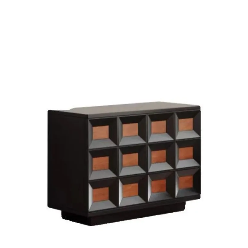 

French solid wood retro, bedroom six-chest contrasting color creative entrance cabinet, medieval storage