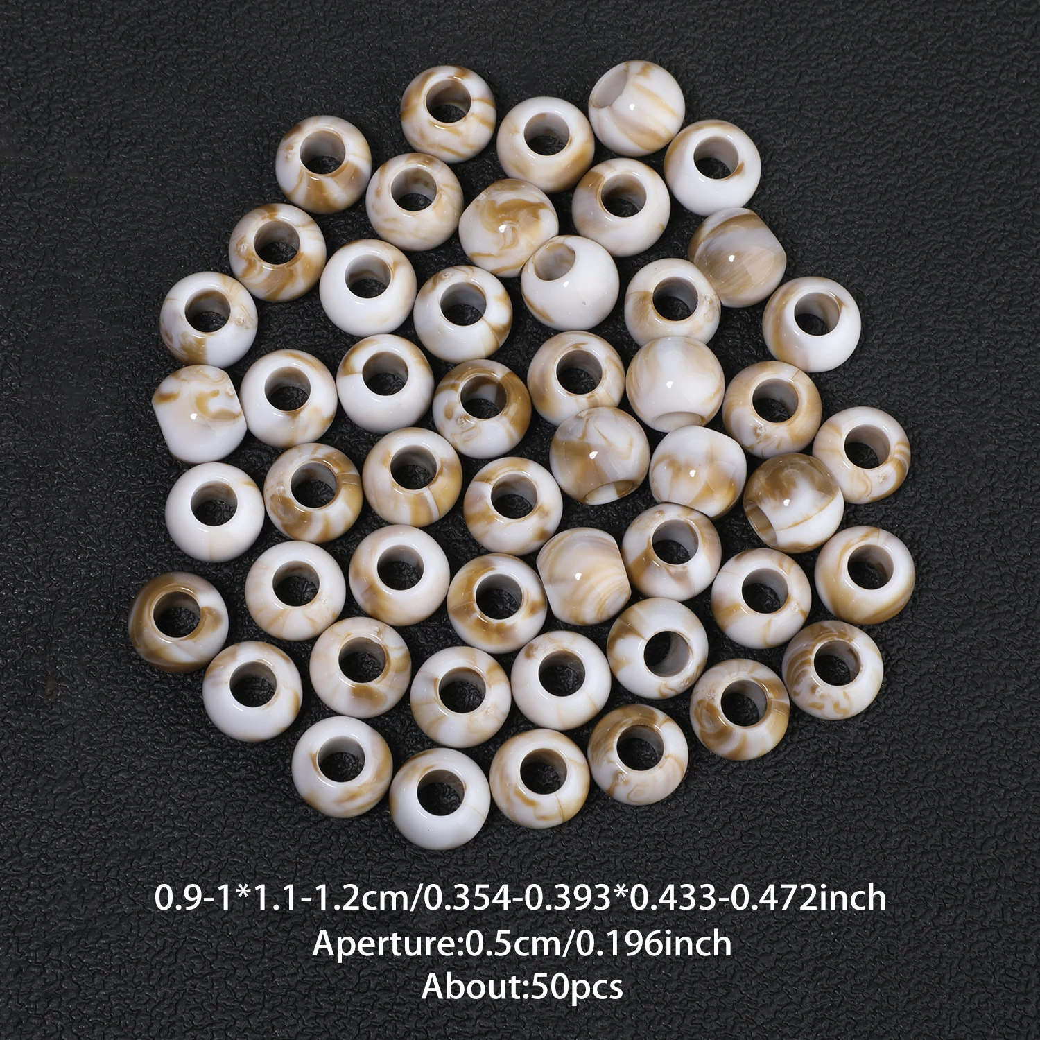 50 Stück bunte, runde Acryl-Abstandshalterperlen mit großem Loch für die Herstellung von Schmuck, Halsketten, Armbändern, Kleidungsaccessoires und Bastelarbeiten. – Detail 7
