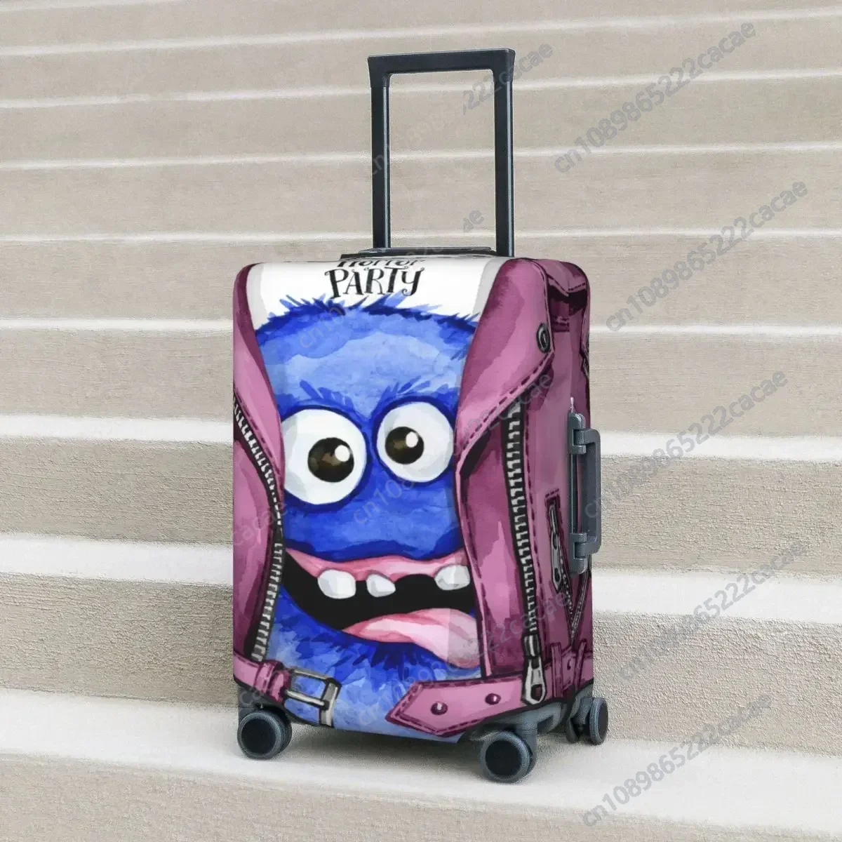 

Strange Fun Illustration Suitcase Cover Vacation Monster Rock Strectch Luggage Accesories Business Protector Xmas Gift