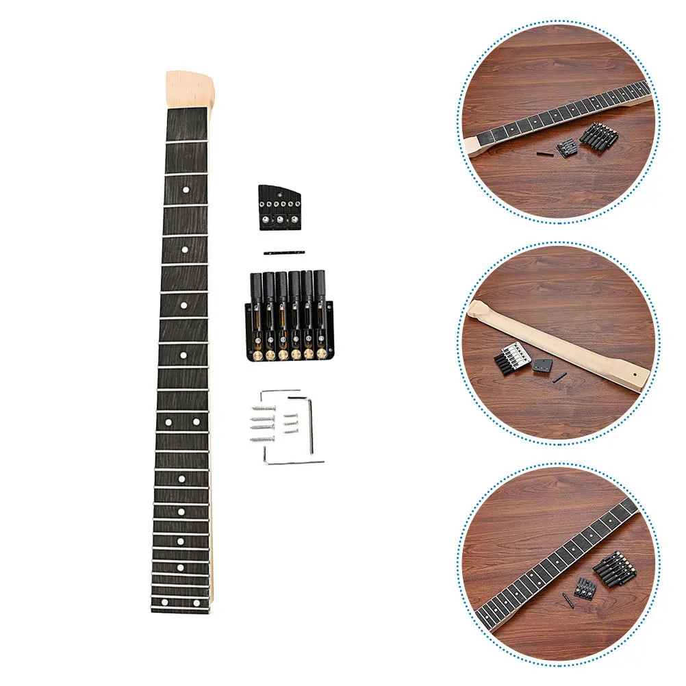 

1 Set Guitar Neck Head Wood Fingerboard Replacement Parts Durable Smooth For Diy Guitar Making Folk Electric Unfinished Wooden