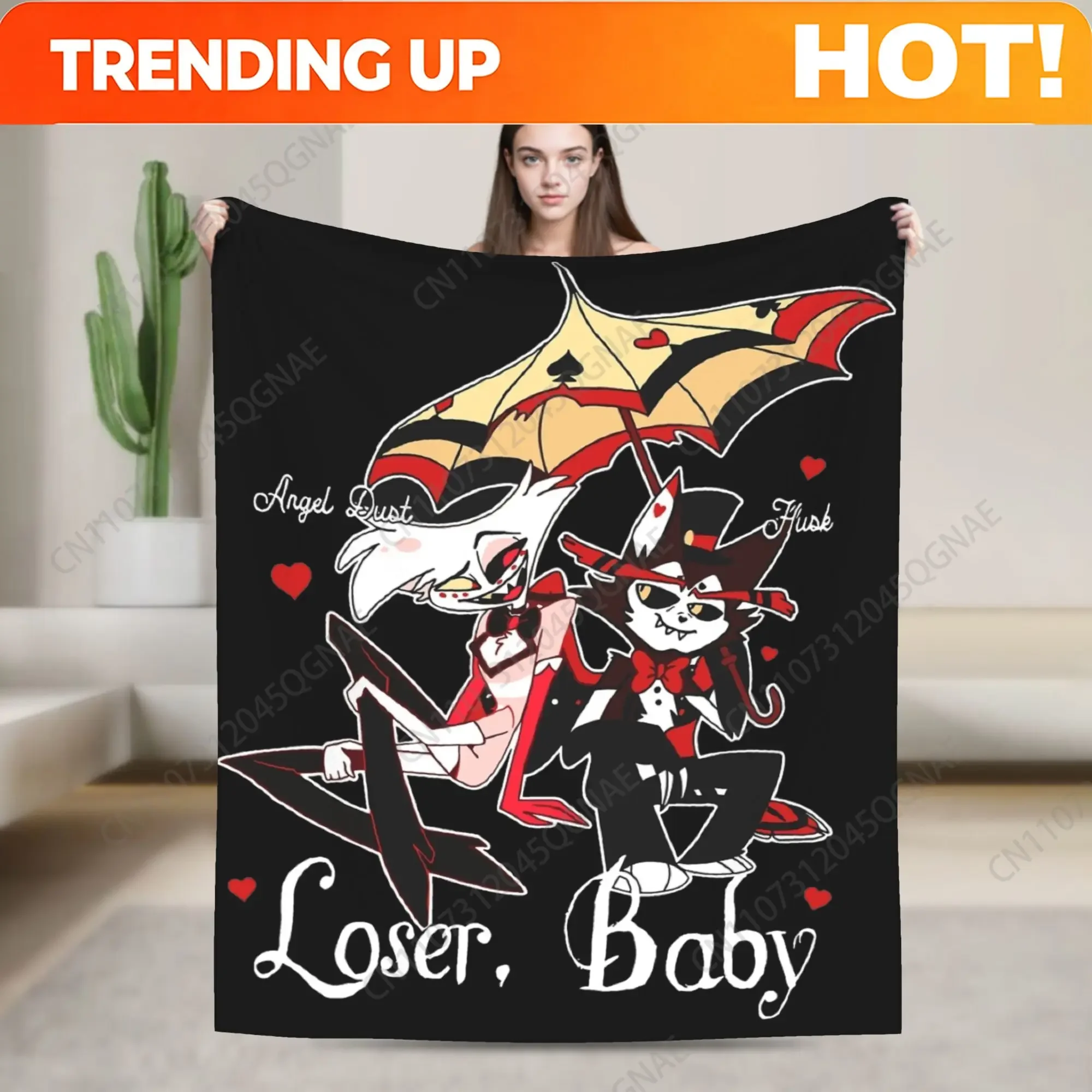 Hazbins Hotels Angel Dust X Husk Loser Blankets Flannel Winter Multi-function Warm Throw Blanket for Bedding Office Bedspreads