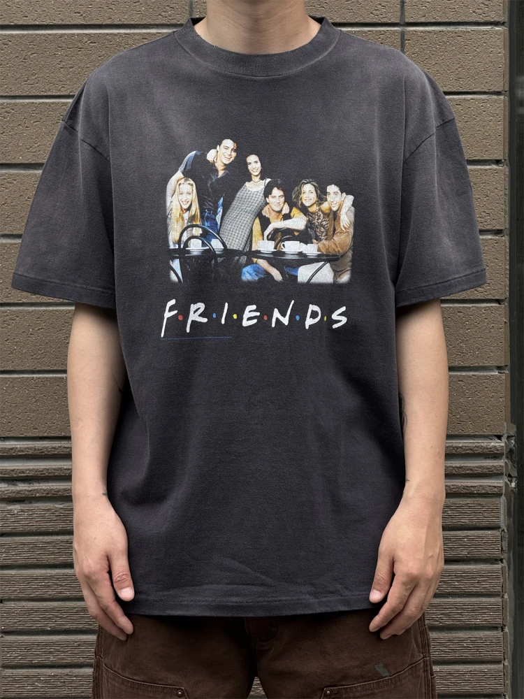 

Футболка Saint Mxxxxxx Frie Vintage с круглым вырезом, из чистого хлопка, стандартного кроя, молодежная, для повседневной носки, 100% хлопок