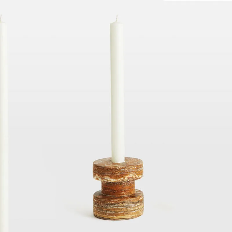 

British designer natural marble candlestick soft decoration villa model room porch living room dining room bedroom decoration